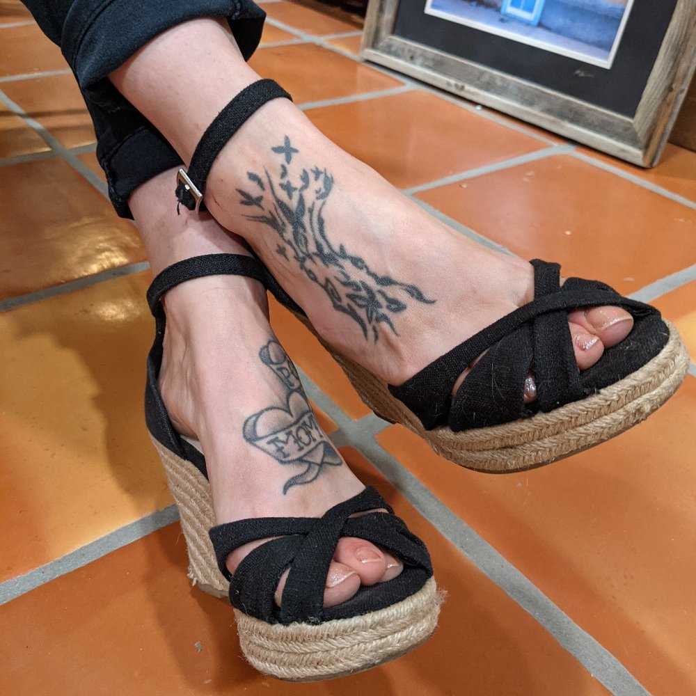Black Strappy Wedges